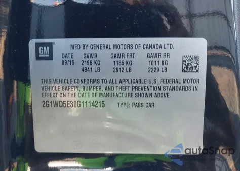 2016 Chevrolet Impala Limited Police z USA, uszkodzony, nr VIN 2G1WD5E30G1114215